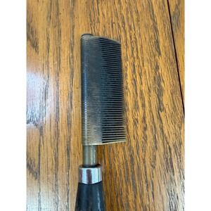 Vintage Brass Hot Comb Hair/Beard Straightener with Wooden Handle